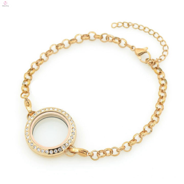 Precio de fábrica caliente 316l de acero inoxidable de oro rosa de cristal 5mm de ancho cadena de perlas pulseras de la joyería